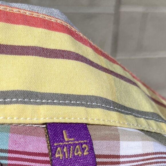 46664 It's in our Hands Colorful Plaid Button Down Shirt Mens Large N.Mandela 41 - Picture 10 of 16